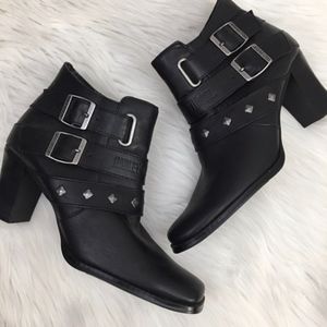 Harley Davidson Black Leather Ankle Boots